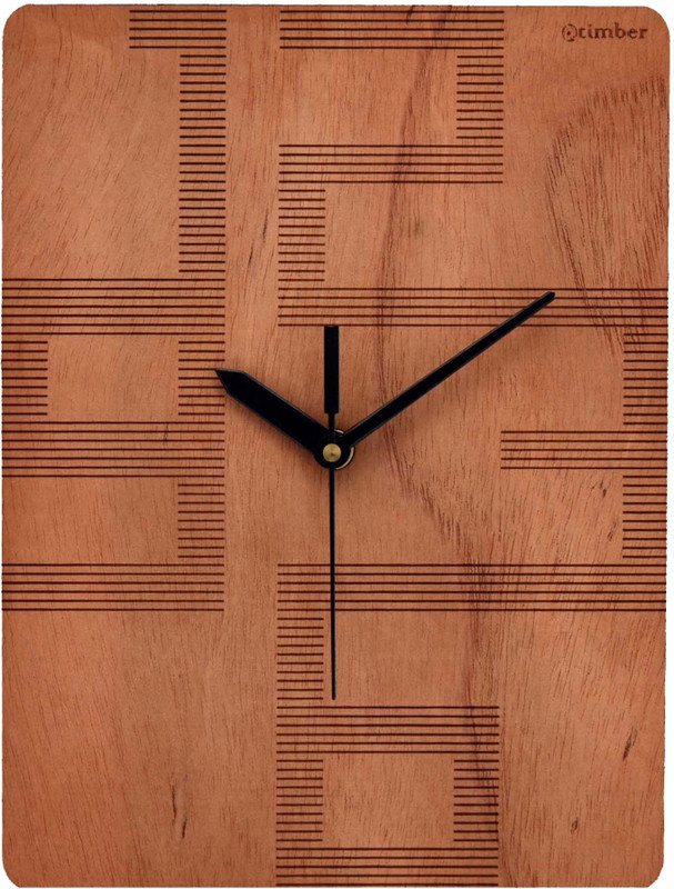 otimber Analog 25 cm X 20 cm Wall Clock(Brown, Without Glass)