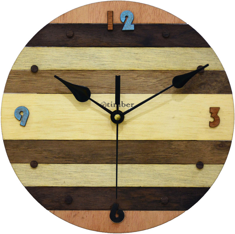 otimber Analog 20 cm X 20 cm Wall Clock(Brown, Without Glass)