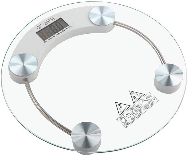 BHATNAGAR 8 Mm Round Thick Tempered Glass and LCD Display Digital Personal Bathroom Weight Scale for Human Body Health Weighing Scale(TRANSPRENT)