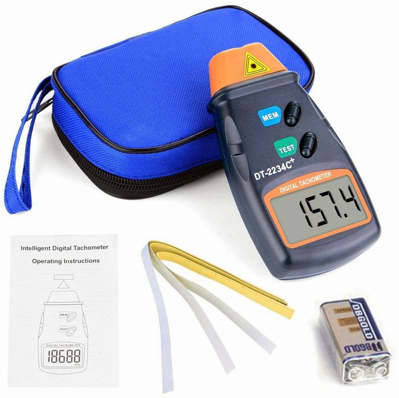 Divinext With Reflecting Tape Marks DT-2234C+ Digital Tachometer RPM Meter Digital Laser Beam Non-Contact Tachometer Handheld Rotating Speed Scale Meter 2.5-100000 Electronic RPM Photo Tachometer Takometer for Measuring the RPM/Speed of Any Rotational Part Digital Multimeter(2000 Counts)