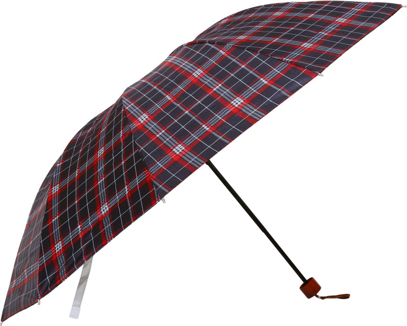 umbrella bazaar Multi Colour Check Prints 3 Fold Umbrella with cover For protection against Rains Sun & UV rays for Men, Women and Girls Umbrella(Multicolor)