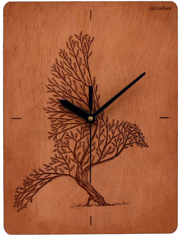 otimber Analog 25 cm X 20 cm Wall Clock(Brown, Without Glass)
