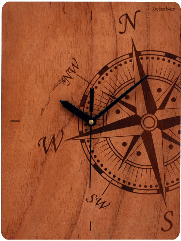otimber Analog 25 cm X 20 cm Wall Clock(Brown, Without Glass)