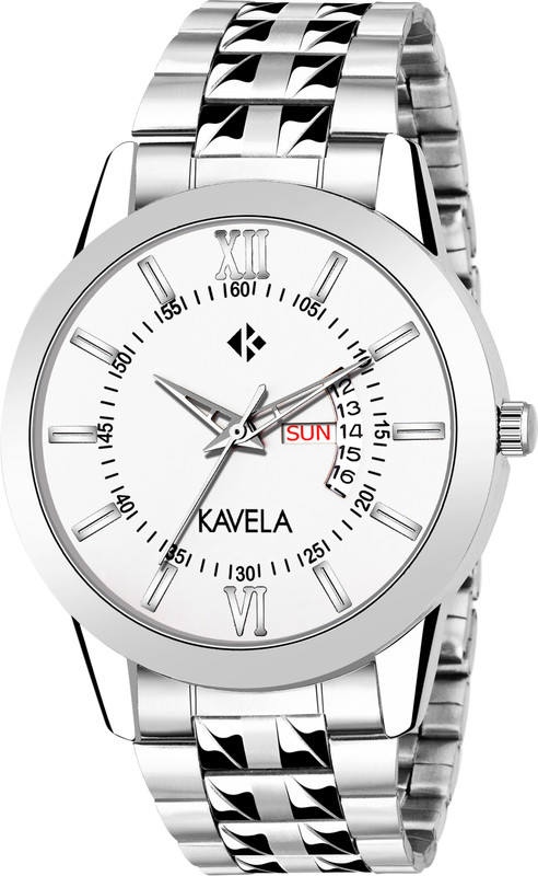 kavela stainless steel watch with blue color multi shade dial n dual shade stainless steel strap silver matt and glossy Analog Watch  - For Men