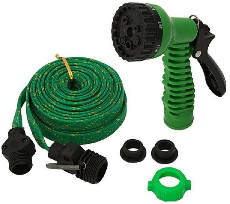 squad High Pressure Garden 7 in 1 Pattern Water Spray Gun Set for Irrigation/Floor Cleaning/Pet wash/Plant Watering/Car-Bike wash- Green - Universal Fitting 0 L Hose-end Sprayer(Pack of 1)