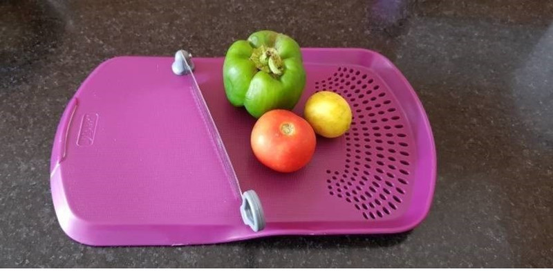 sethias Plastic Cut & Wash Vegetable Chopping Board with Knife for Kitchen (Multicolour) Plastic Cutting Board(Purple Pack of 1)