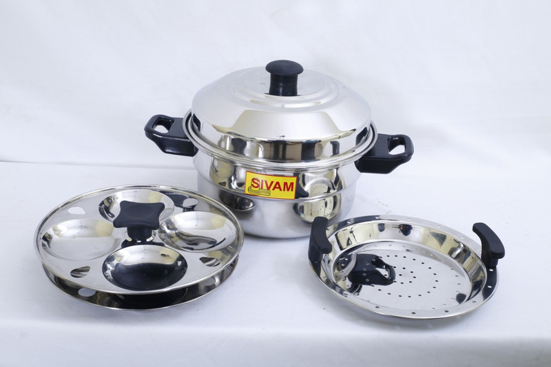 sivam IDLY Cooker (2 Plate) Stainless Steel Idly Cooker with 2 Idly Plates (10 Idlyes) with Steamer Induction & Standard Idli Maker(2 Plates , 10 Idlis )