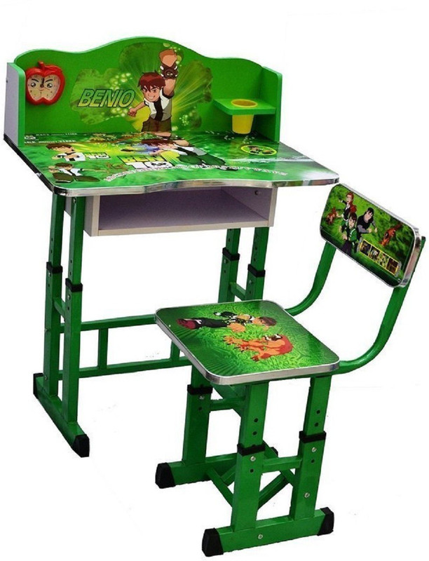 kajal toys Kid's Wooden Adjustable Table Chair with Height Adujustable Study Table Set & Wooden Study Table Desk and Chair Kids Table Chair Solid wood Desk Chair(Finish Color - GREEN)