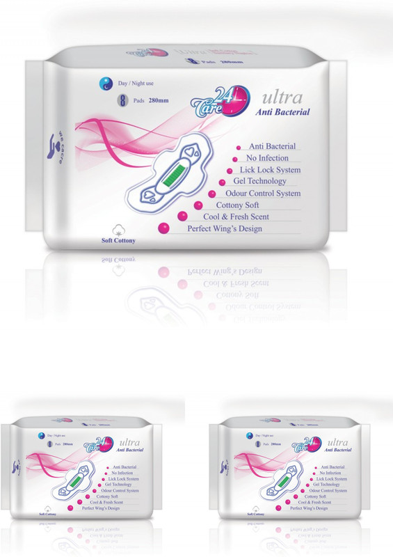 care 24 anti bacterial pack of 3 Sanitary Pad(Pack of 24)