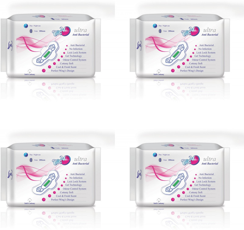 care 24 anti bacterial pack of 4 Sanitary Pad(Pack of 32)