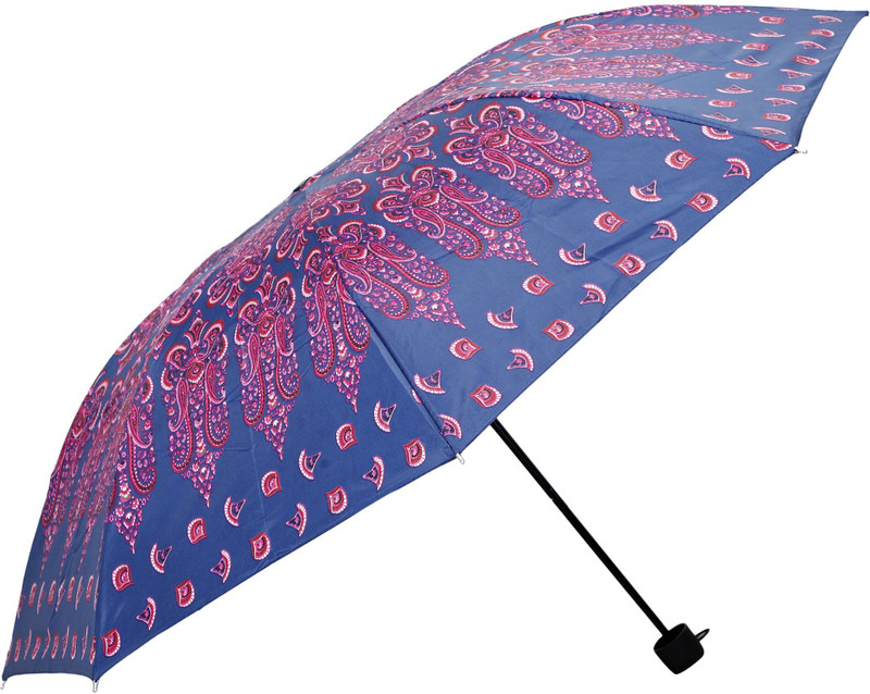 umbrella bazaar Multi Colour Check Prints 3 Fold Umbrella with cover For protection against Rains Sun & UV rays for Men, Women and Girls Umbrella(Blue)