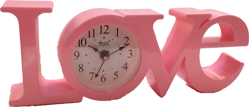 valex Analog 4 cm X 10 cm Wall Clock(Pink, With Glass)