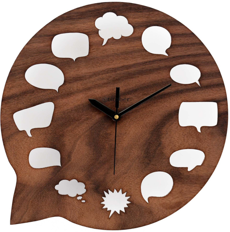 otimber Analog 25 cm X 32 cm Wall Clock(Brown, Without Glass)