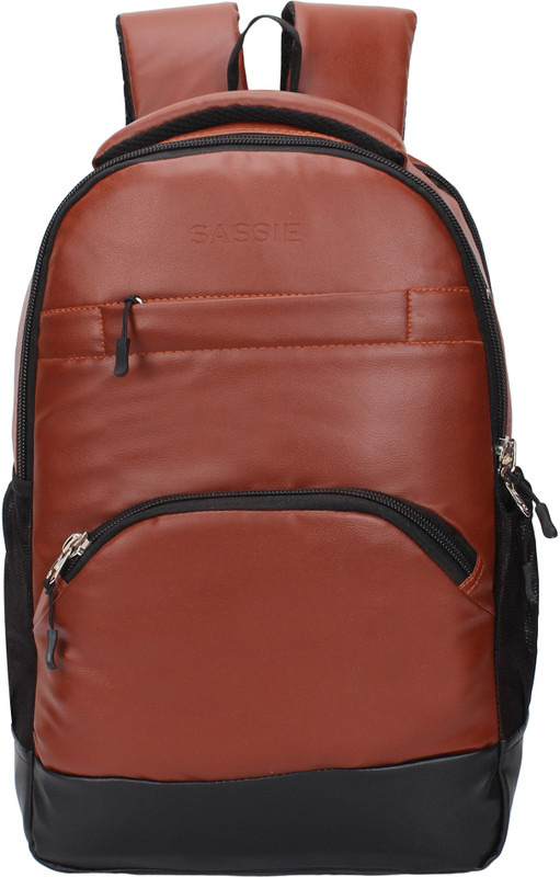 sassie 28 Litres Brown Basic Laptop Backpack (SSN-9009) Waterproof School Bag(Brown, Black, 28 L)