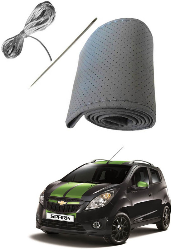 AYW Hand Stiched Steering Cover For Chevrolet Spark(Grey, Leather)