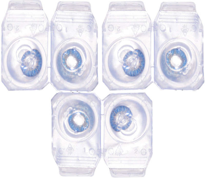 glance gallaxy THREE PAIR OF BLUE Monthly(0, Colored Contact Lenses, Pack of 6)
