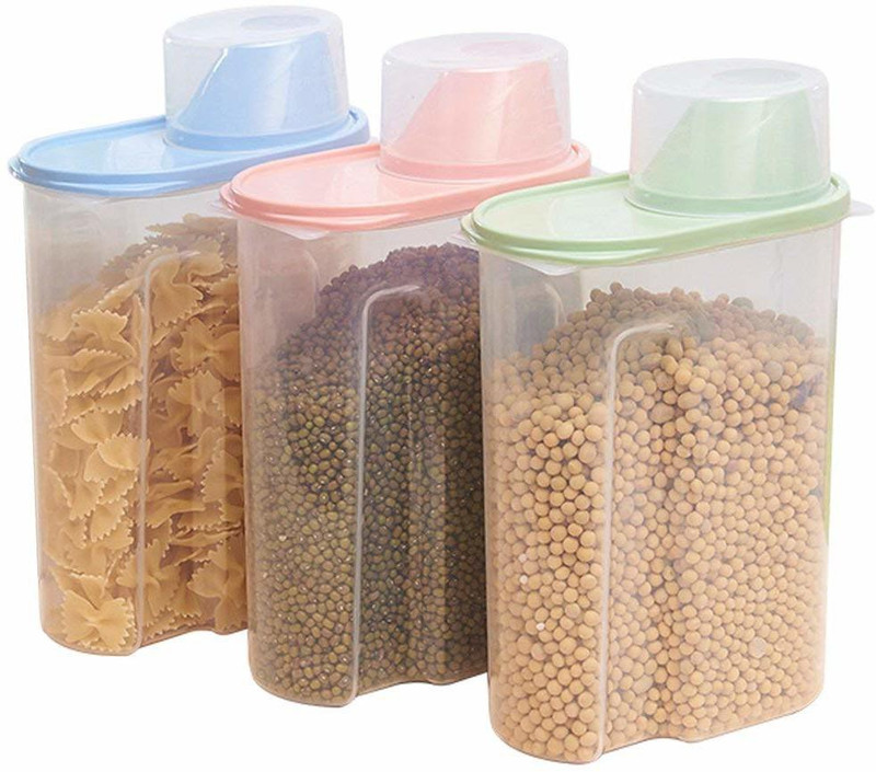 nature care enterprise  - 2500 ml Plastic Pickle Container & Salt Pepper Container, Spice Container, Grocery Container(Pack of 3, Multicolor)