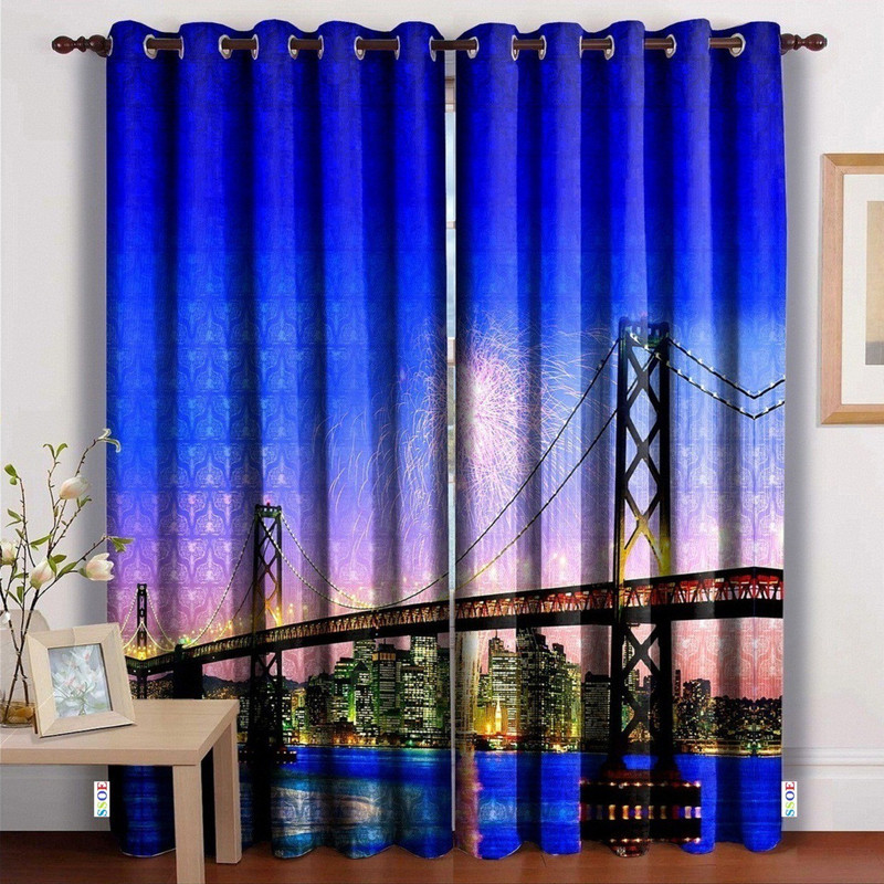 heimtextil 214 cm (7 ft) Polyester Door Curtain (Pack Of 2)(Printed, Multicolor)