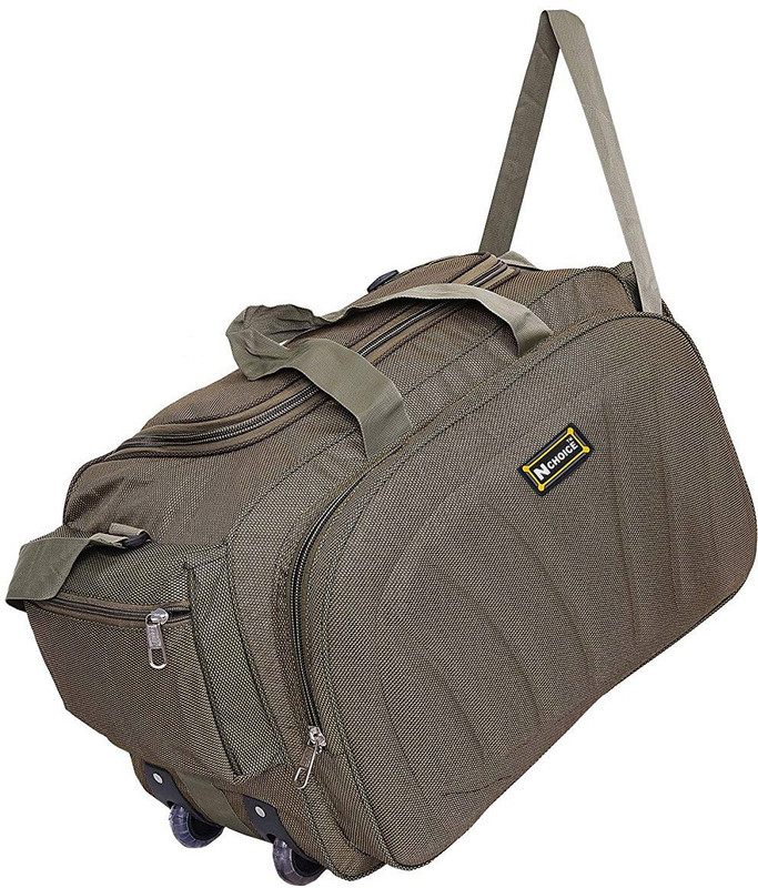n choice Brown Colored Lightweight Luggage Travel Duffel Bag with Two Wheels (Waterproof) Duffel Strolley Bag(Brown)