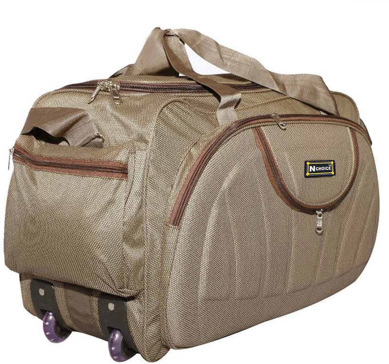 n choice Brown Colored Lightweight Luggage Travel Duffel Bag with Two Wheels(Waterproof) Duffel Strolley Bag(Brown) n choice Brown Colored Lightweight Luggage Travel Duffel Bag with Two Wheels(Waterproof) Duffel Strolley Bag(Brown)