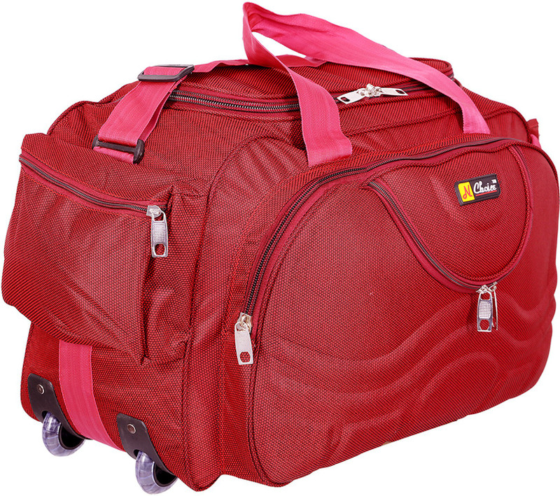 n choice Red Colored Lightweight Luggage Travel Duffel Bag with Two Wheels(Capacity-40L) Duffel Strolley Bag(Red)