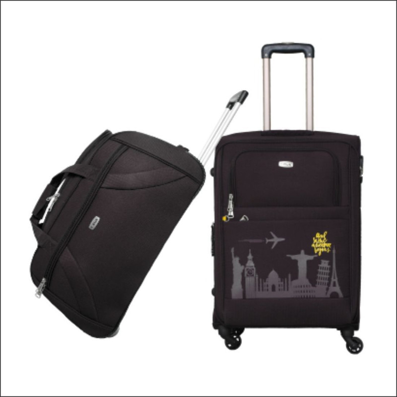 Timus Suitcase, Duffel Strolley Bag Combo(Black)