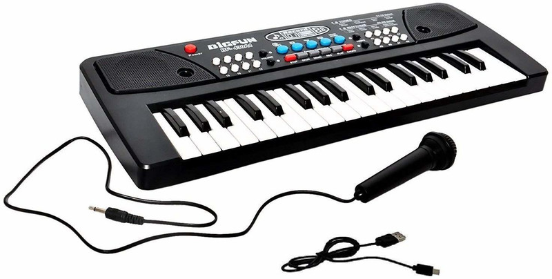 myra toys Piano (37 Keys) with DC Output Mobile Charging(USB Included)and Microphone(Multicolor)