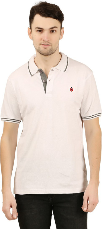 ivy crest Striped Men Polo Neck White T-Shirt