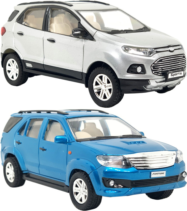 xunda Set of 2 Fortuner & eco replica Pull back Toy Cars(Biue, White)