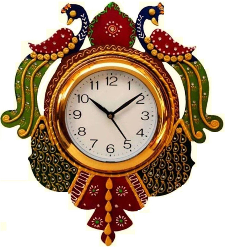 Jv Analog 31 cm X 36 cm Wall Clock(Multicolor, With Glass)