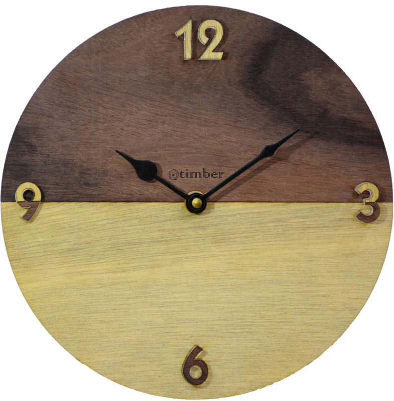 otimber Analog 20 cm X 20 cm Wall Clock(Brown, Without Glass)