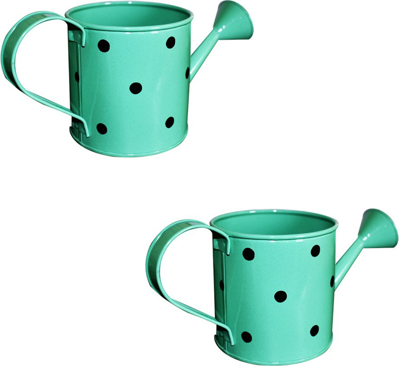 ascent homes Metal Watering Cane – Polka Designed, Rust Free for your garden-4" Height 1.5 L Water Cane(Green, Pack of 2)