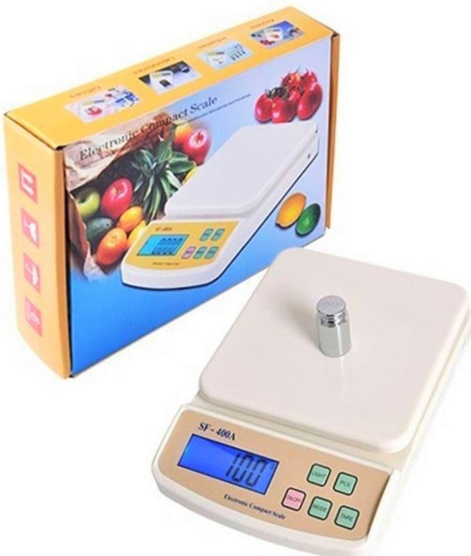 ZIORK Kitchen Digital Weighing Scale Upto 10Kg With Batteries (SF-400A) Weighing Scale(White)