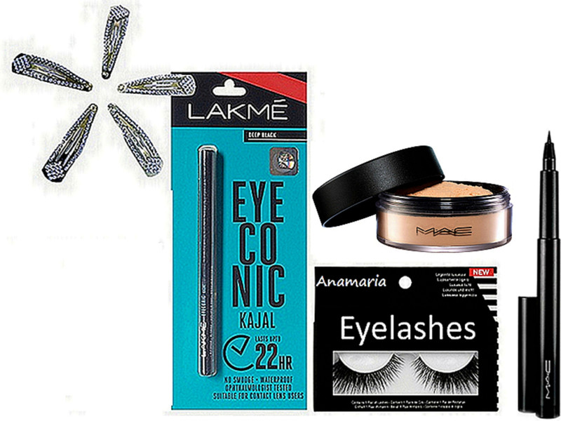 anamaria Eyelashes & Kajal & Loose Powder & Pen Eyeliner & Hair Clips 5(9 Items in the set)