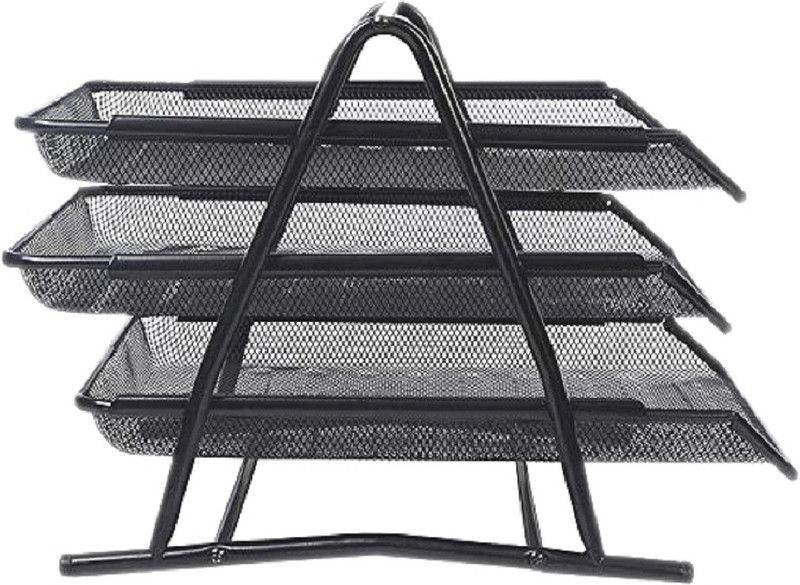 goodwill tech 3 Compartments Metal Desk Organizer(Black)