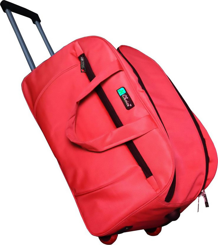 n choice Red Solid Expandable 2 Wheels Duffle Bag-40 LTR Duffel Strolley Bag(Red)
