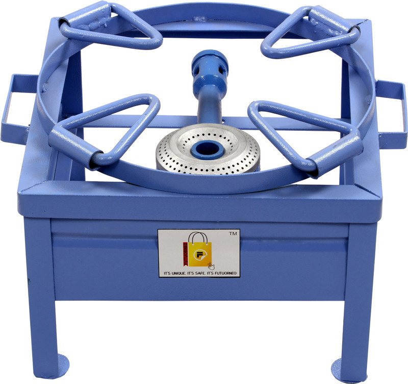 FUTUORNEO 10L x 10B x 9H Blue Powder Coated Bhatti Cast Iron Manual Stove 1 Burners