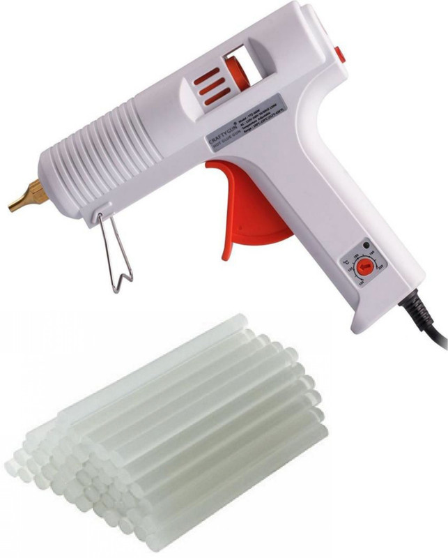 CRAFTYGUN Crown OR Max 150 Watt |High Professional Industrial Hot Melt Glue Gun with Sticks (25 pcs) and Non-drip Nozzle for Crafts DIY Decorations/Gifts Use, Home Repairs Adjustable Temperature Corded Glue Gun(11 mm)