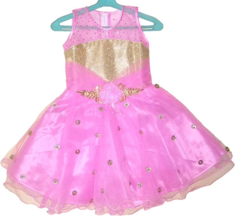 vva prime Girls Maxi/Full Length Party Dress(Pink, Sleeveless)