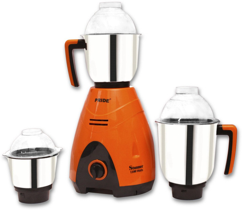 PRIDE Stunner With Auto Protector 1100 Mixer Grinder(Orange, 3 Jars)