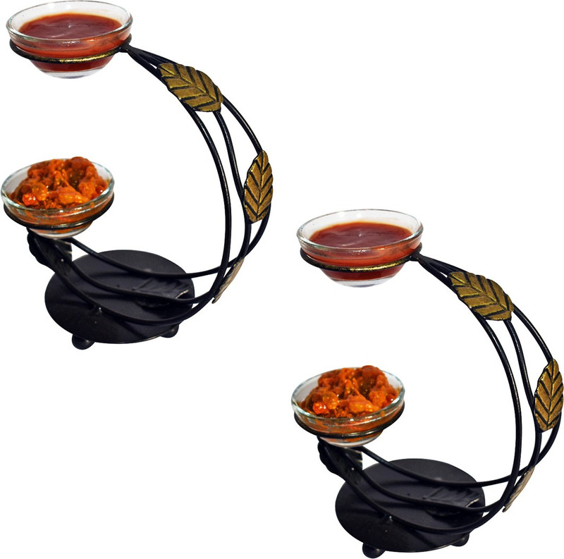 ascent homes Pickle-Chutney Stand with Bowl - Set of 2 Cup Tray Serving Set(Pack of 2)