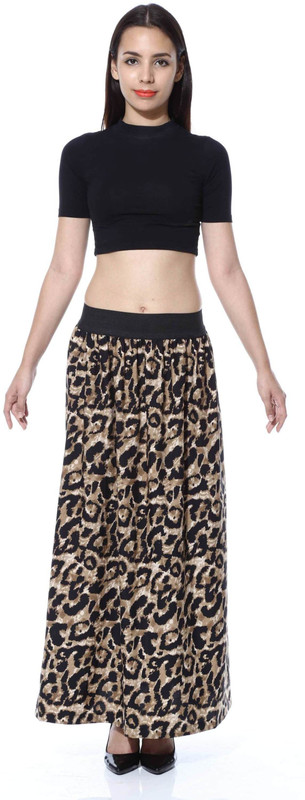 V3iShop Animal Print Women A-line Brown, Black Skirt