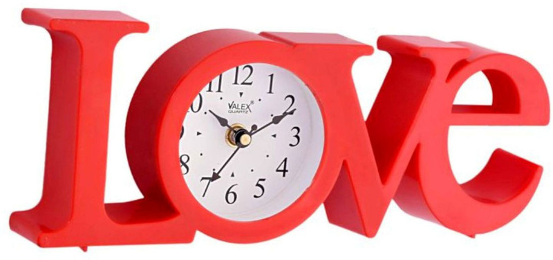 valex Analog 4 cm X 10 cm Wall Clock(Red, With Glass)