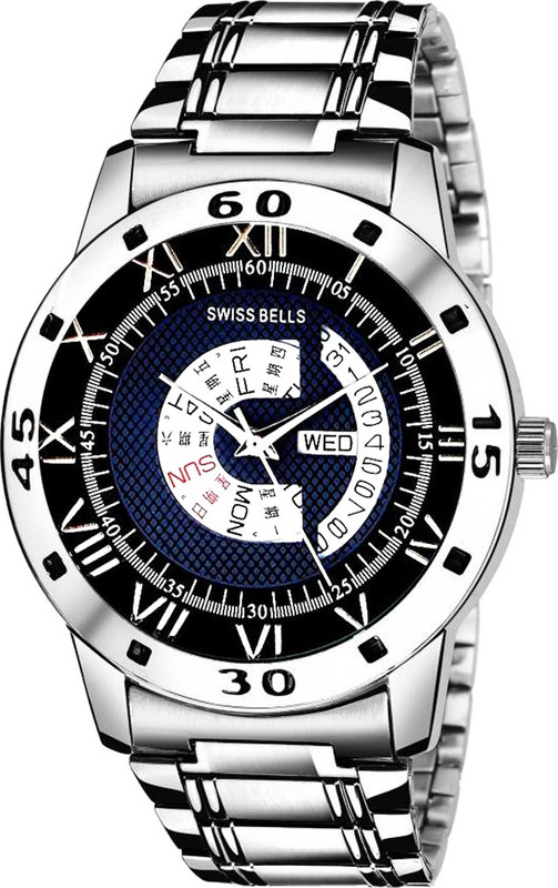 Buy Swiss Bells 1023FSB New Generation Day And Date function Black Dial Silver Stainless Steel Strap Wrist Watch Analog Watch For Men Online at desertcartZimbabwe