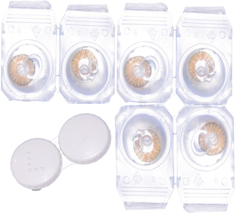 glance gallaxy THREE PAIR OF HAZEL Monthly(0, Colored Contact Lenses, Pack of 6)