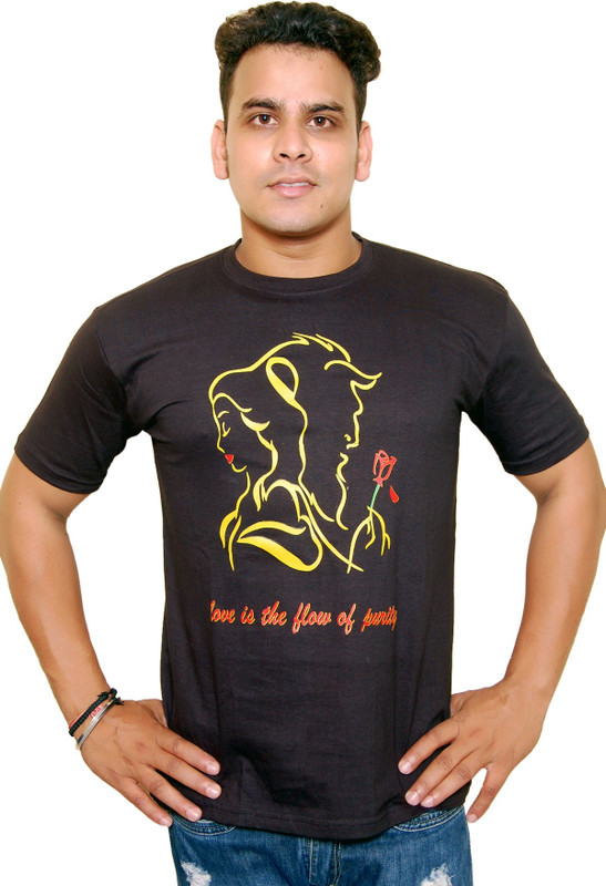 vijaro Graphic Print Men Round Neck Reversible Black T-Shirt