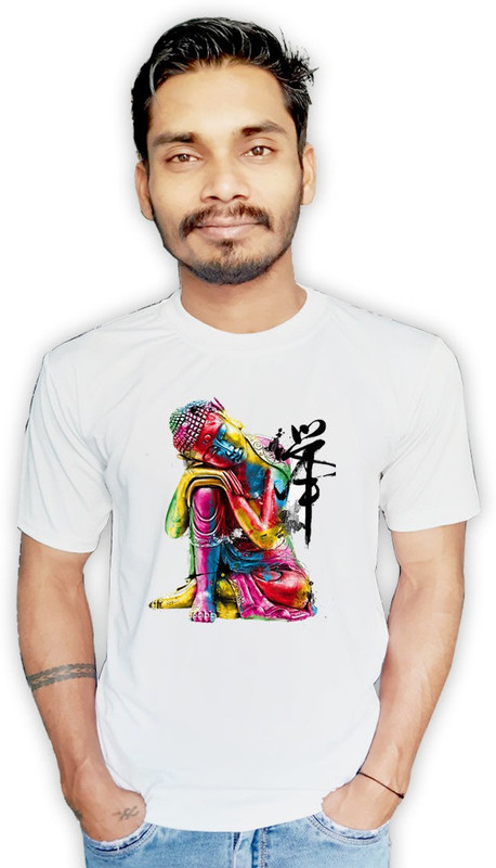 nico print Printed Men Round Neck White T-Shirt