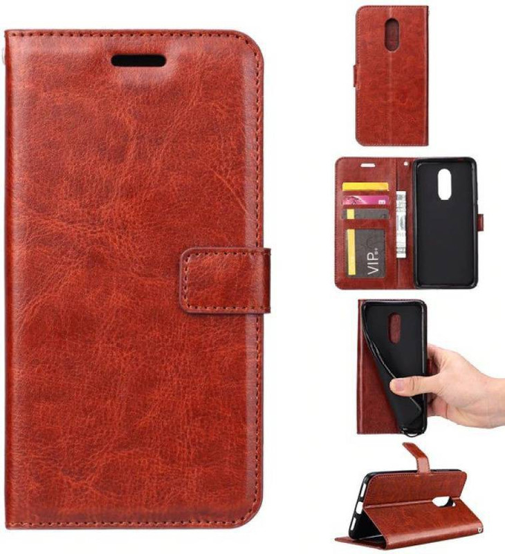 surpriseme Wallet Case Cover for LEATHER FLIP VIVO V11/V11PRO(Brown, Cases with Holder)