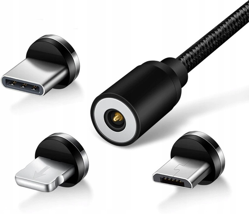 shoppecruise USB Type C / IOS / Micro USB Cable 3IN1 Magnetic Fast Charging Cable Magnetic Charging Cable(Compatible with For all Smartphones with Type C, iPhone, Android, Multicolor, Sync and Charge Cable)