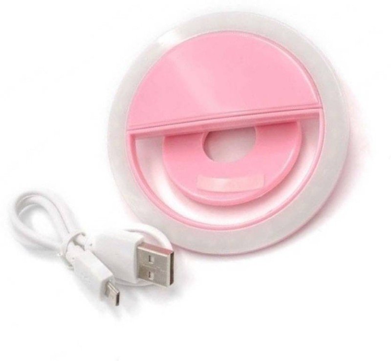 Ruhi Selfie Light Ring Led Circle Clip On Cell Phone Laptop Camera LED Light 3-Level 36 Led Adjustable Brightness Video Lights Rechargeable Compatible for Photography Ring Flash  (Pink) Ring Flash(Pink)
